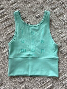 lululemon mint green logo crop tank